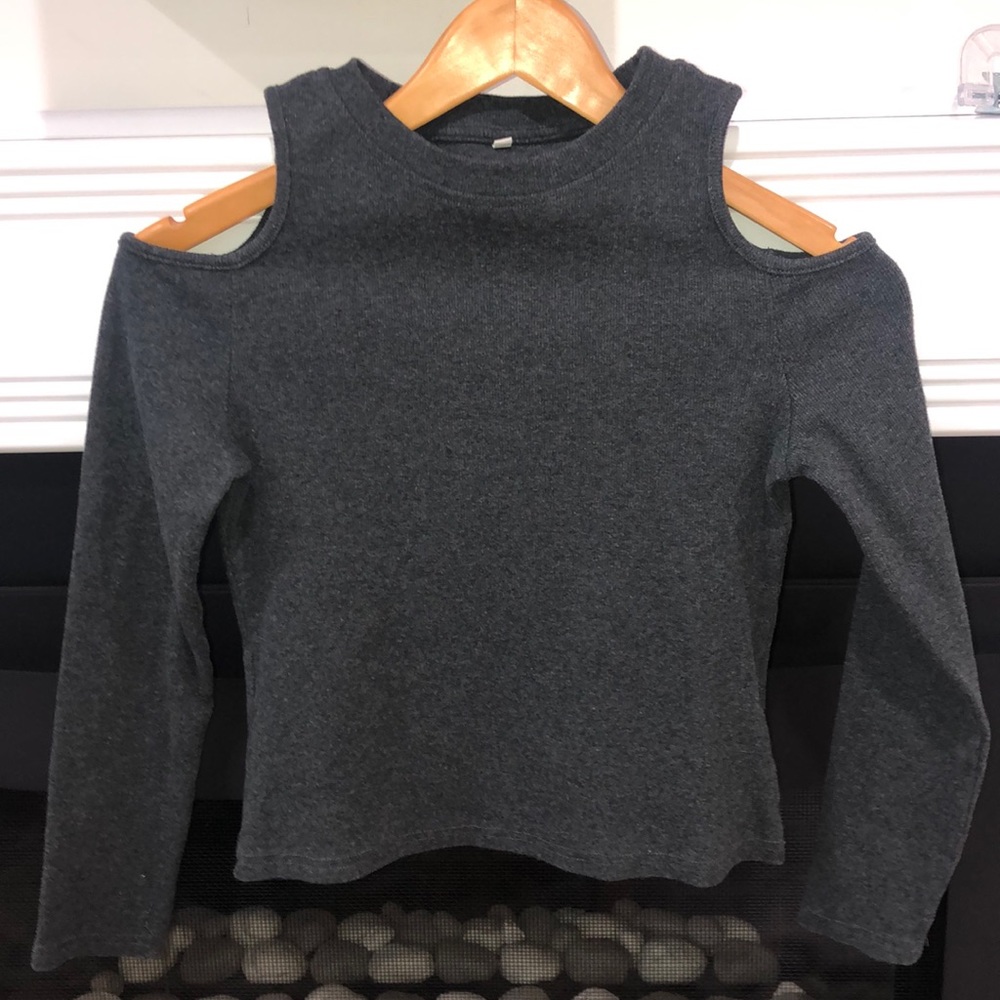 Grey Cold Shoulder Top